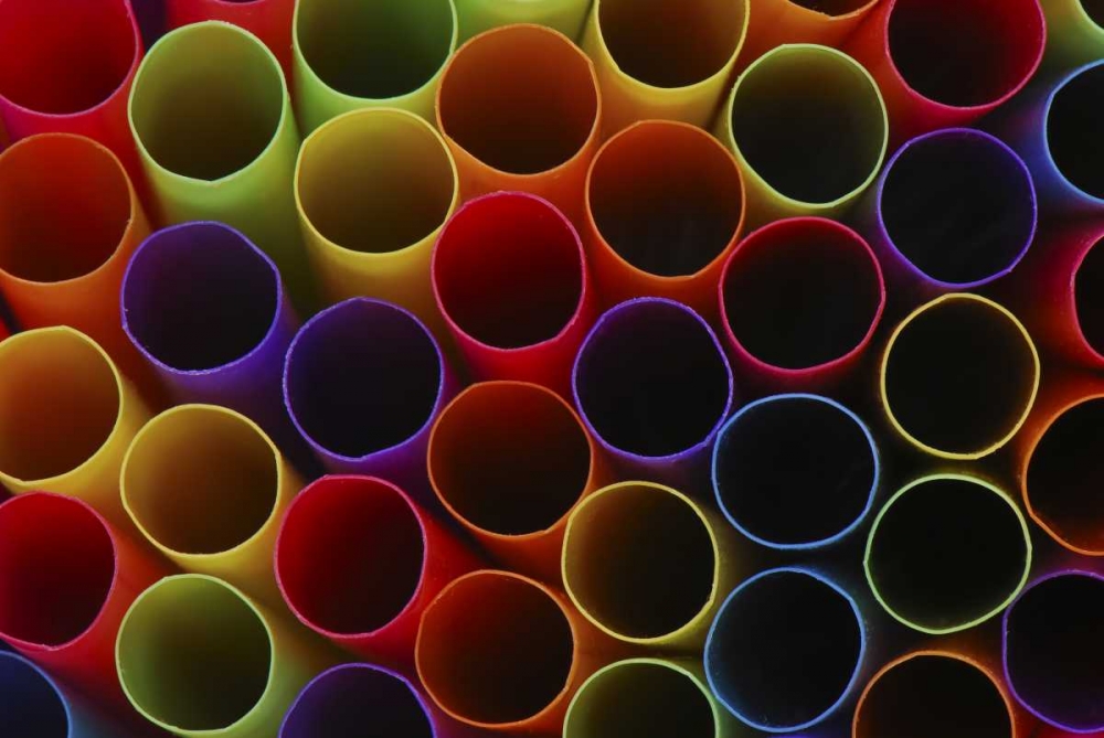 Abstract of ends of multicolored drinking straws
